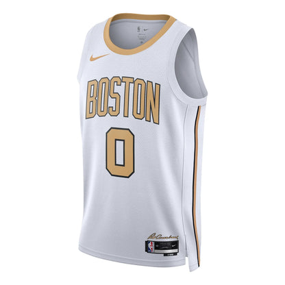Nike NBA Celtics City Edition Swingman Jersey 'Jayson Tatum #0' White Gold (HM5974-103)