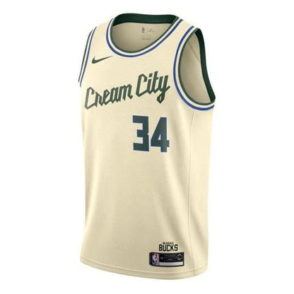 Nike NBA Milwaukee Bucks City Edition Jersey 'Giannis Antetokounmpo #34' Cream City 2019 (AV4652-280)