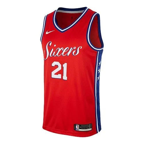 Nike NBA 76ers Earned Edition Jersey 'Joel Embiid #21' Red 2019 (877219-659)