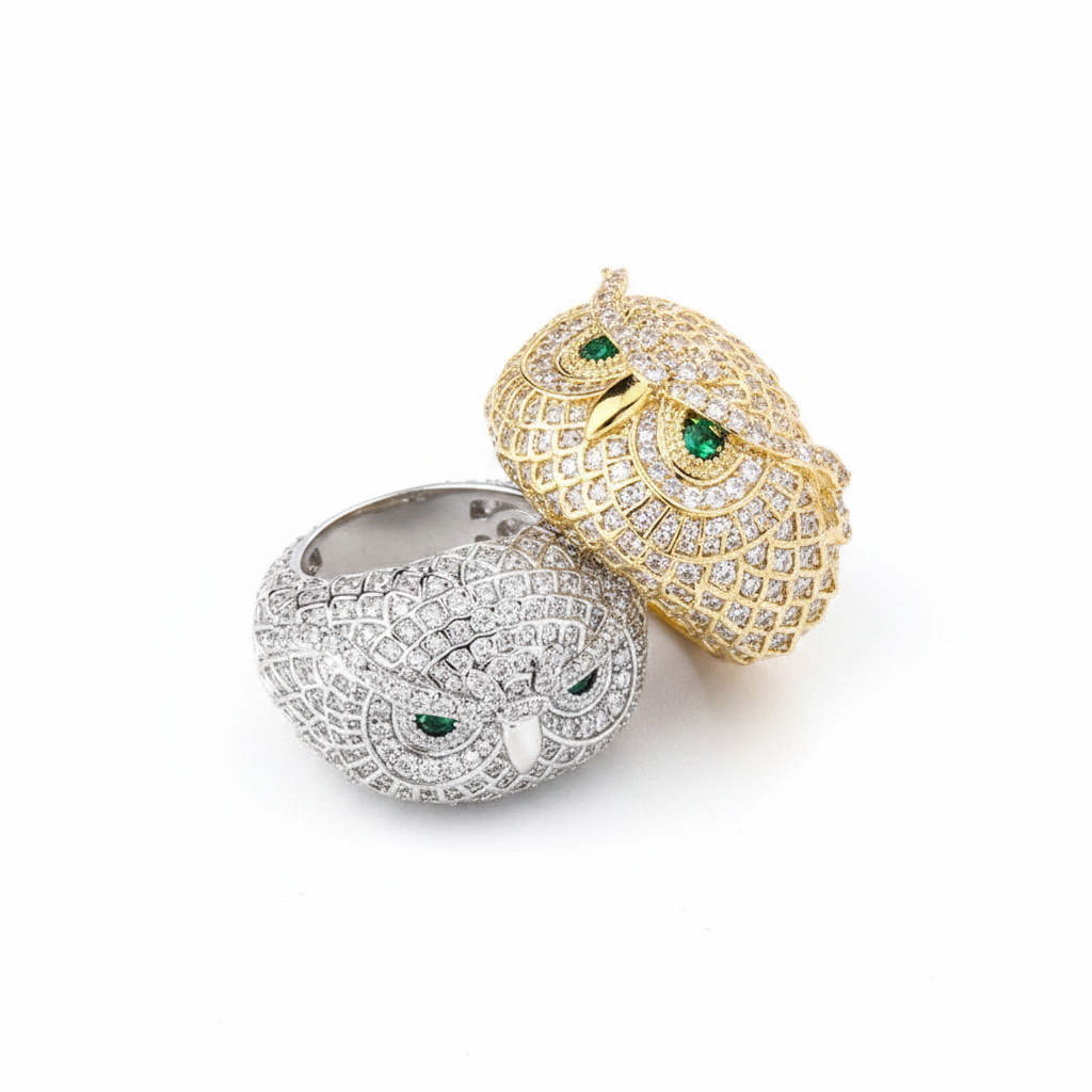 Owl Ring Stacked