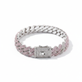 Pink White Cuban Bracelet - Diamond Background
